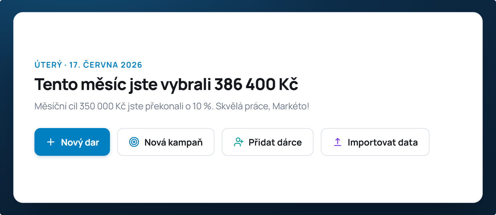 Brze akcije u FundraisingPacku — nova donacija, kampanja i donator jednim klikom
